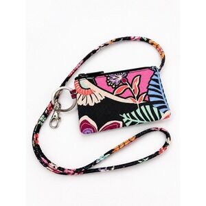 Vera Bradley Floral Zip ID Case Card Holder Wallet Lanyard Keychain Retired